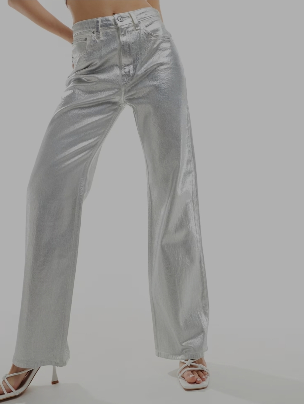 Abercrombie & Fitch Silver Coated Curve Love High Rise Jeans